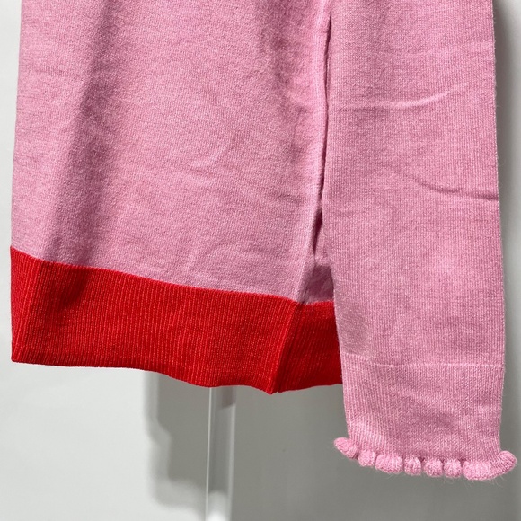 New Two Tone Button Front V-Neck Cardigan Sweater Pink Red Size Medium - Picture 9 of 15